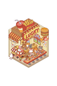 Наклейки для творчества Puppy burger shop (набор/ 2 листа наклеек и картонная подложка) — фото 2